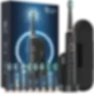 Rtauys M5 Sonic Electric Toothbrush For Adults And Kids - Rechargeable Electric Toothbrush With 8 Brush Heads & Travel Case Black